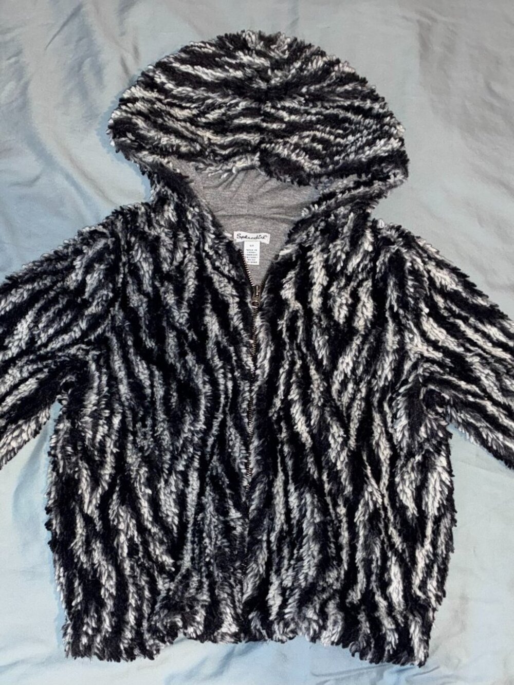 Splendid Faux Fur Zebra Hoodie Girls size 6X